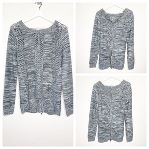 Altar'd State Gray Two Way Zip Back Mulit Knit Pattern Sweater Sz S